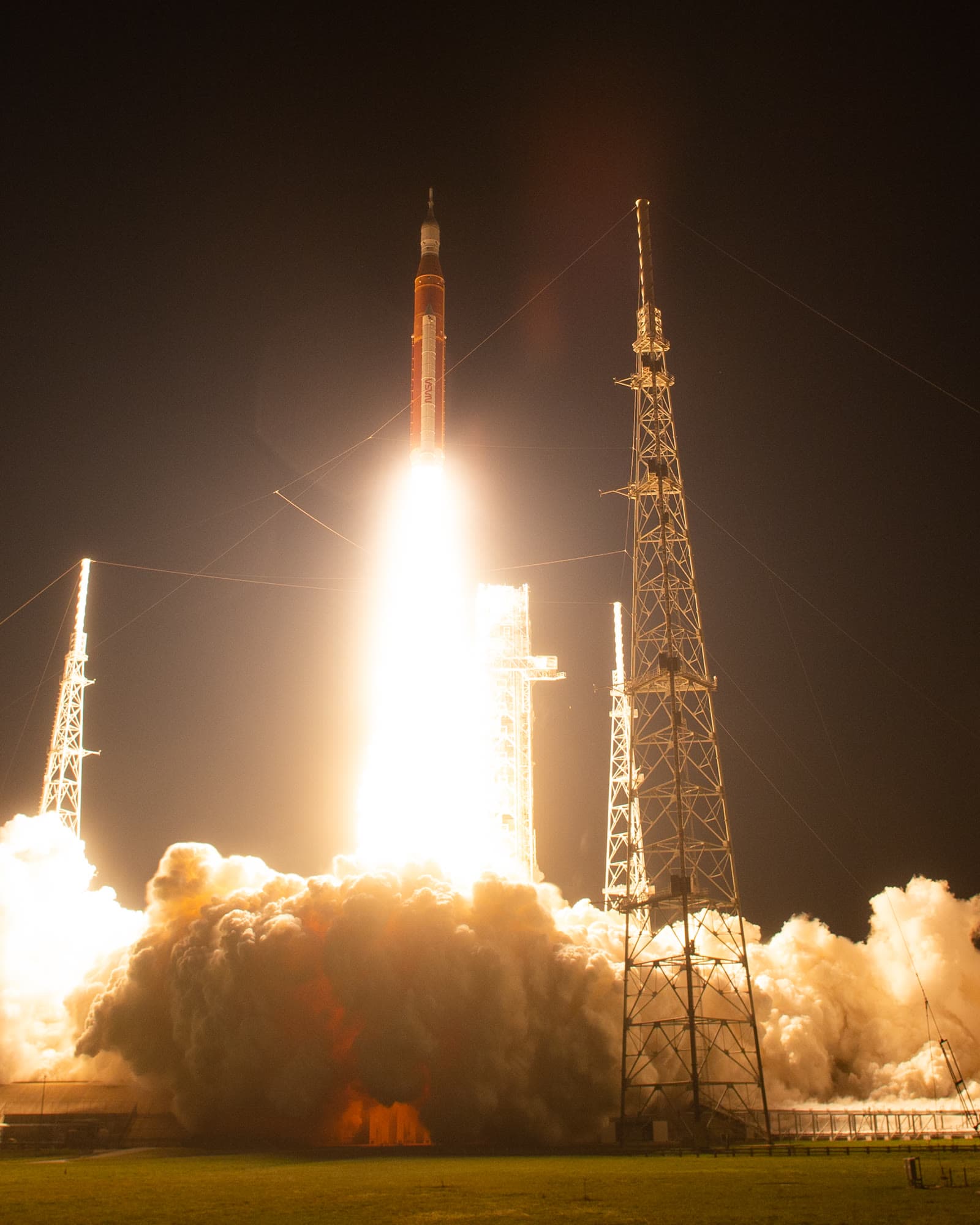 NASA's Space Launch System lifting Orion toward the Moon on Artemis I.
